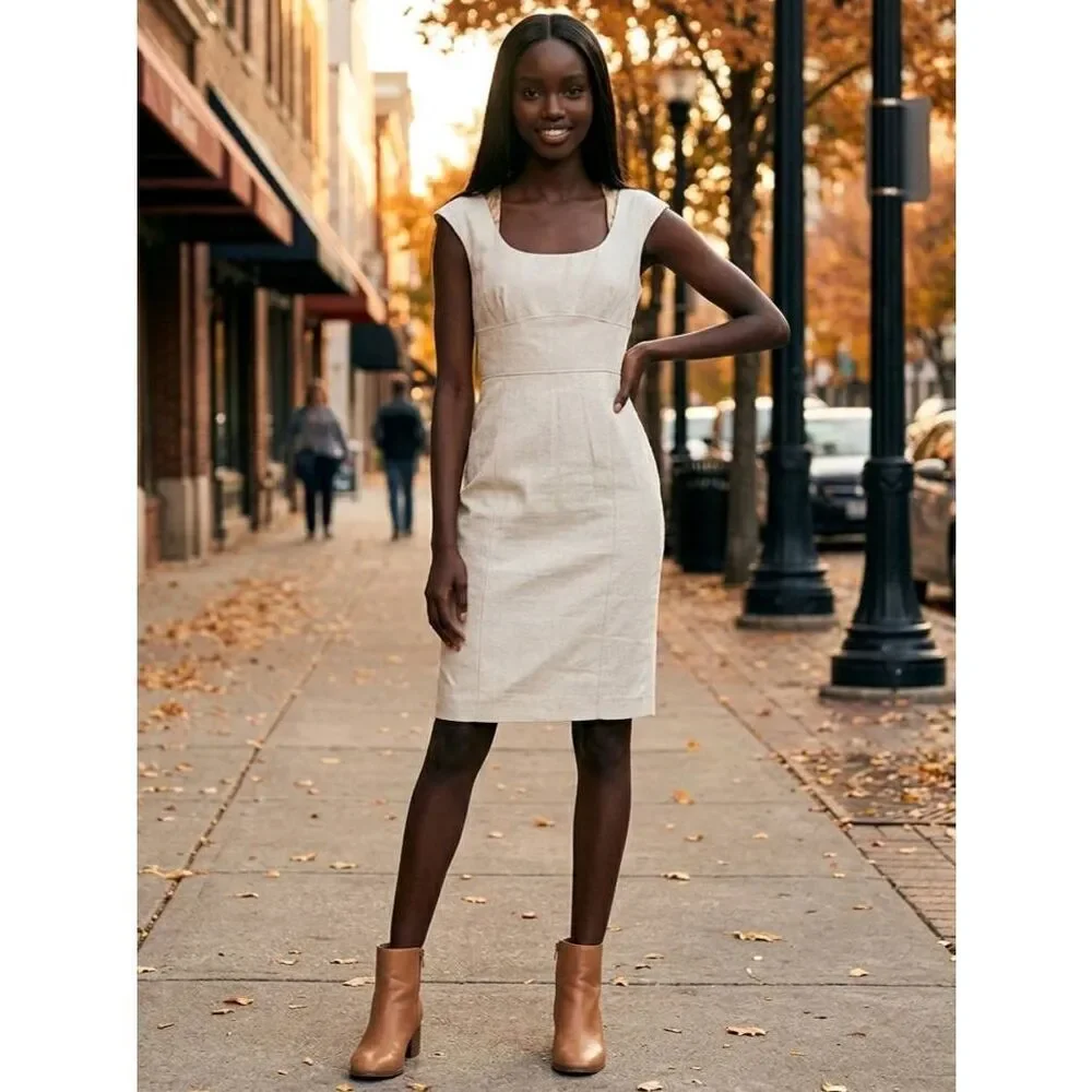 🔹️NWT Rampage Gold Shimmery Sleeveless Linen Blend Dress Medium